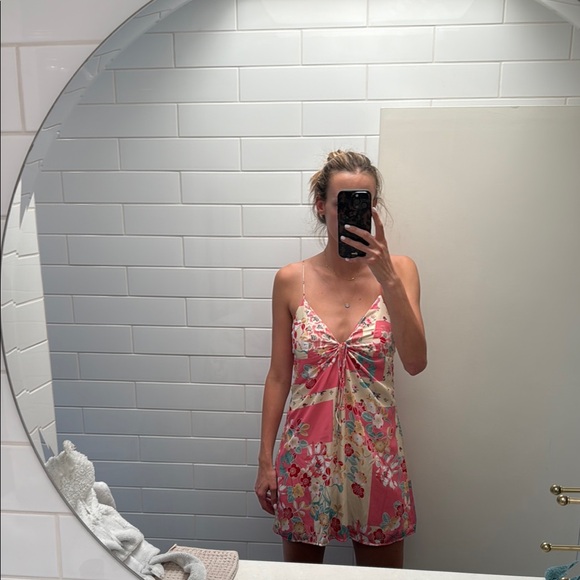 Zara Dresses & Skirts - Zara Pink and Green Babydoll Mini Dress